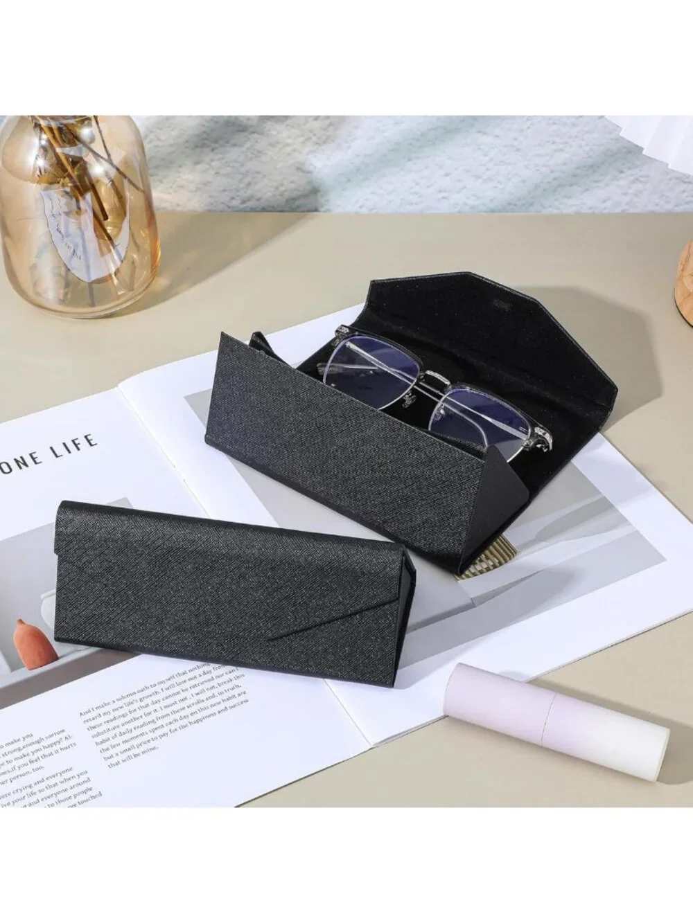 10 Pack Foldable Sunglasses Cases, Magnetic Hard Shell Eyeglass Holders, PU